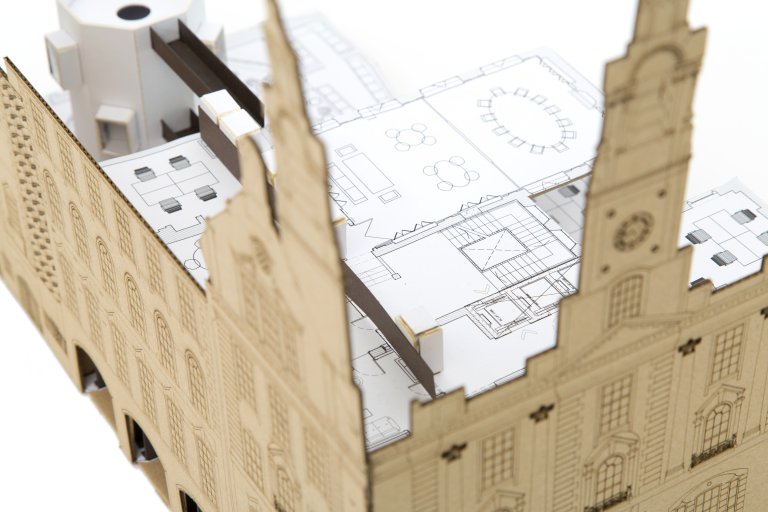 Close up of an architectural model